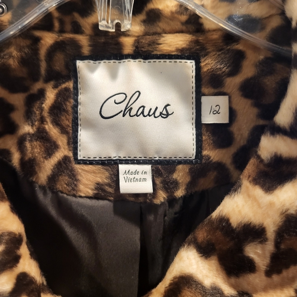 JOSEPHINE CHAUS Leopard Print Faux Fur 3 Button Jacket Size 12 - Picture 4 of 6